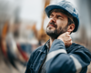 A construction worker with neck pain.