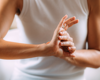 Woman holding wrist in pain