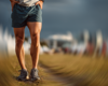Man walking with hip pain after a run.